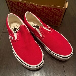Vans Classic Slip-On Sneakers in Red and White